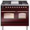 ILVE Nostalgie II 40-Inch Freestanding Natural Gas Dual Fuel Range in Burgundy with Copper Trim (UPD40FNMPBUP)