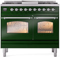 ILVE Nostalgie II 40-Inch Freestanding Natural Gas Dual Fuel Range in Emerald Green with Chrome Trim (UPD40FNMPEGC)
