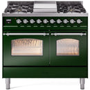 ILVE Nostalgie II 40-Inch Freestanding Natural Gas Dual Fuel Range in Emerald Green with Chrome Trim (UPD40FNMPEGC)