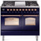 ILVE Nostalgie II 40-Inch Freestanding Natural Gas Dual Fuel Range in Midnight Blue with Copper Trim (UPD40FNMPMBP)