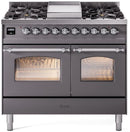ILVE Nostalgie II 40-Inch Freestanding Natural Gas Dual Fuel Range in Matte Graphite with Chrome Trim (UPD40FNMPMGC)