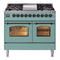 ILVE Nostalgie II 40-Inch Freestanding Propane Gas Dual Fuel Range in Mediterranean Mint with Burnished Bronze Trim (UPD40FNMPMMBLP)