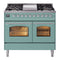 ILVE Nostalgie II 40-Inch Freestanding Propane Gas Dual Fuel Range in Mediterranean Mint with Chrome Trim (UPD40FNMPMMCLP)