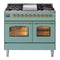 ILVE Nostalgie II 40-Inch Freestanding Propane Gas Dual Fuel Range in Mediterranean Mint with Brass Trim (UPD40FNMPMMGLP)