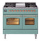 ILVE Nostalgie II 40-Inch Freestanding Natural Gas Dual Fuel Range in Mediterranean Mint with Copper Trim (UPD40FNMPMMP)