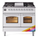 ILVE Nostalgie II 40-Inch Dual Fuel Freestanding Range in Custom RAL with Chrome Trim (UPD40FNMPRAC)