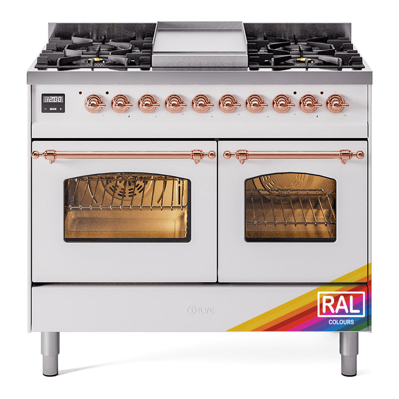 ILVE Nostalgie II 40-Inch Dual Fuel Freestanding Range in Custom RAL with Copper Trim (UPD40FNMPRAP)