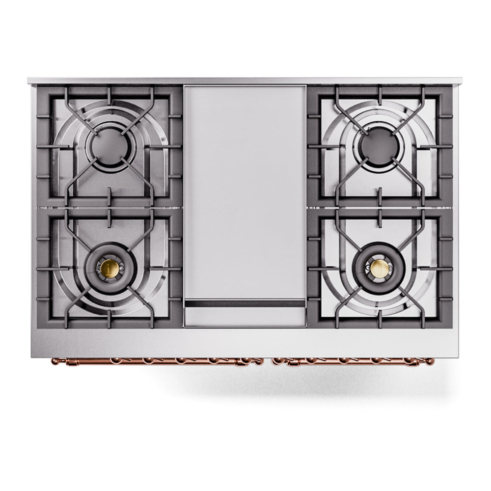 Dual-fuel freestanding range cooktop with two cast-iron burner grates