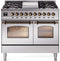 ILVE Nostalgie II 40-Inch Dual Fuel Freestanding Range in Stainless Steel with Bronze Trim (UPD40FNMPSSB)