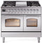 ILVE Nostalgie II 40-Inch Freestanding Natural Gas Dual Fuel Range in Stainless Steel with Chrome Trim (UPD40FNMPSSC)