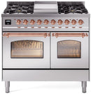 ILVE Nostalgie II 40-Inch Freestanding Natural Gas Dual Fuel Range in Stainless Steel with Copper Trim (UPD40FNMPSSP)