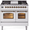ILVE Nostalgie II 40-Inch Freestanding Natural Gas Dual Fuel Range in White with Bronze Trim (UPD40FNMPWHB)