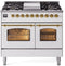 ILVE Nostalgie II 40-Inch Dual Fuel Freestanding Range in White with Brass Trim (UPD40FNMPWHG)