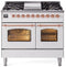 ILVE Nostalgie II 40-Inch Dual Fuel Freestanding Range in White with Copper Trim (UPD40FNMPWHP)