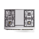 ILVE 40-Inch Nostalgie II Noblesse Natural Gas Dual Fuel Range with Triple Glass Door Oven in Antique White with Bronze Trim (UND40FNMPAWB)