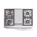 ILVE 40-Inch Nostalgie II Noblesse Natural Gas Dual Fuel Range with Triple Glass Door Oven in Antique White with Chrome Trim (UND40FNMPAWC)