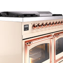 ILVE 40-Inch Nostalgie II Noblesse Natural Gas Dual Fuel Range with Triple Glass Door Oven in Antique White with Copper Trim (UND40FNMPAWP)