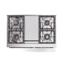 ILVE 40-Inch Nostalgie II Noblesse Natural Gas Dual Fuel Range with Triple Glass Door Oven in Antique White with Copper Trim (UND40FNMPAWP)