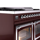 ILVE 40-Inch Nostalgie II Noblesse Natural Gas Dual Fuel Range with Triple Glass Door Oven in Burgundy with Chrome Trim (UND40FNMPBUC)