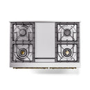 ILVE 40-Inch Nostalgie II Noblesse Natural Gas Dual Fuel Range with Triple Glass Door Oven in Burgundy with Brass Trim (UND40FNMPBUG)