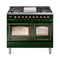 ILVE 40-Inch Nostalgie II Noblesse Natural Gas Dual Fuel Range with Triple Glass Door Oven in Emerald Green with Bronze Trim (UND40FNMPEGB)