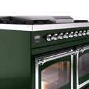 ILVE 40-Inch Nostalgie II Noblesse Natural Gas Dual Fuel Range with Triple Glass Door Oven in Emerald Green with Chrome Trim (UND40FNMPEGC)