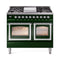 ILVE 40-Inch Nostalgie II Noblesse Natural Gas Dual Fuel Range with Triple Glass Door Oven in Emerald Green with Chrome Trim (UND40FNMPEGC)