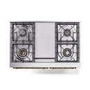 ILVE 40-Inch Nostalgie II Noblesse Natural Gas Dual Fuel Range with Triple Glass Door Oven in Emerald Green with Brass Trim (UND40FNMPEGG)