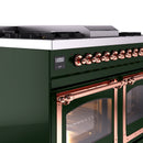 ILVE 40-Inch Nostalgie II Noblesse Natural Gas Dual Fuel Range with Triple Glass Door Oven in Emerald Green with Copper Trim (UND40FNMPEGP)