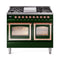 ILVE 40-Inch Nostalgie II Noblesse Natural Gas Dual Fuel Range with Triple Glass Door Oven in Emerald Green with Copper Trim (UND40FNMPEGP)