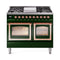 ILVE 40-Inch Nostalgie II Noblesse Dual Fuel Range with Triple Glass Door Oven in Emerald Green with Copper Trim (UND40FNMPEGP)