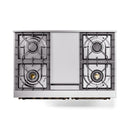 ILVE 40-Inch Nostalgie II Noblesse Natural Gas Dual Fuel Range with Triple Glass Door Oven in Midnight Blue with Bronze Trim (UND40FNMPMBB)