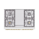 ILVE 40-Inch Nostalgie II Noblesse Propane Gas Dual Fuel Range with Triple Glass Door Oven in Midnight Blue with Brass Trim (UND40FNMPMBGLP)