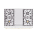 ILVE 40-Inch Nostalgie II Noblesse Natural Gas Dual Fuel Range with Triple Glass Door Oven in Midnight Blue with Brass Trim (UND40FNMPMBG)