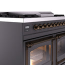 ILVE 40-Inch Nostalgie II Noblesse Natural Gas Dual Fuel Range with Triple Glass Door Oven in Matte Graphite with Bronze Trim (UND40FNMPMGB)