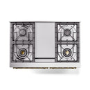 ILVE 40-Inch Nostalgie II Noblesse Natural Gas Dual Fuel Range with Triple Glass Door Oven in Matte Graphite with Brass Trim (UND40FNMPMGG)