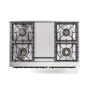 ILVE 40-Inch Nostalgie II Noblesse Natural Gas Dual Fuel Range with Triple Glass Door Oven in Stainless Steel with Bronze Trim (UND40FNMPSSB)