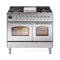 ILVE 40-Inch Nostalgie II Noblesse Natural Gas Dual Fuel Range with Triple Glass Door Oven in Stainless Steel with Chrome Trim (UND40FNMPSSC)
