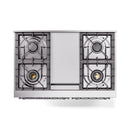 ILVE 40-Inch Nostalgie II Noblesse Natural Gas Dual Fuel Range with Triple Glass Door Oven in Stainless Steel with Chrome Trim (UND40FNMPSSC)