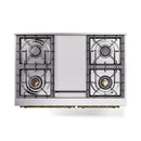 ILVE 40-Inch Nostalgie II Noblesse Propane Gas Dual Fuel Range with Triple Glass Door Oven in Stainless Steel with Brass Trim (UND40FNMPSSGLP)