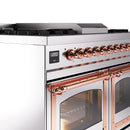 ILVE 40-Inch Nostalgie II Noblesse Propane Gas Dual Fuel Range with Triple Glass Door Oven in Stainless Steel with Copper Trim (UND40FNMPSSPLP)