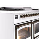 ILVE 40-Inch Nostalgie II Noblesse Natural Gas Dual Fuel Range with Triple Glass Door Oven in White with Bronze Trim (UND40FNMPWHB)