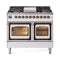 ILVE 40-Inch Nostalgie II Noblesse Dual Fuel Range with Triple Glass Door Oven in White with Bronze Trim (UND40FNMPWHB)