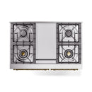 ILVE 40-Inch Nostalgie II Noblesse Natural Gas Dual Fuel Range with Triple Glass Door Oven in White with Brass Trim (UND40FNMPWHG)