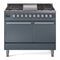 ILVE 40-inch Professional Plus II Propane Gas Dual Fuel Range with Solid Door Oven in Blue Grey (UPD40FQMPBGLP)