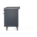 ILVE 40-inch Professional Plus II Propane Gas Dual Fuel Range with Solid Door Oven in Blue Grey (UPD40FQMPBGLP)