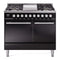 ILVE 40-inch Professional Plus II Propane Gas Dual Fuel Range with Solid Door Oven in Glossy Black (UPD40FQMPBKLP)