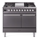 ILVE 40-inch Professional Plus II Propane Gas Dual Fuel Range with Solid Door Oven in Matte Graphite (UPD40FQMPMGLP)