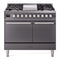 ILVE 40-inch Professional Plus II Natural Gas Dual Fuel Range with Solid Door Oven in Matte Graphite (UPD40FQMPMG)