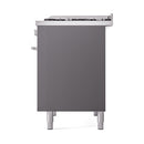 ILVE 40-inch Professional Plus II Natural Gas Dual Fuel Range with Solid Door Oven in Matte Graphite (UPD40FQMPMG)